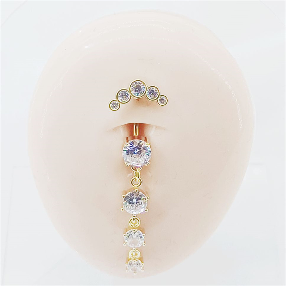 Gold Silver Color Long Dangled - đánh giá và giá Belly Bar Titanium