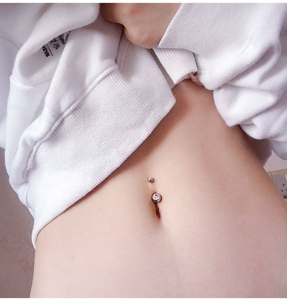 Double Gem Belly Button Rings  - đánh giá và giá Belly Bar Titanium
