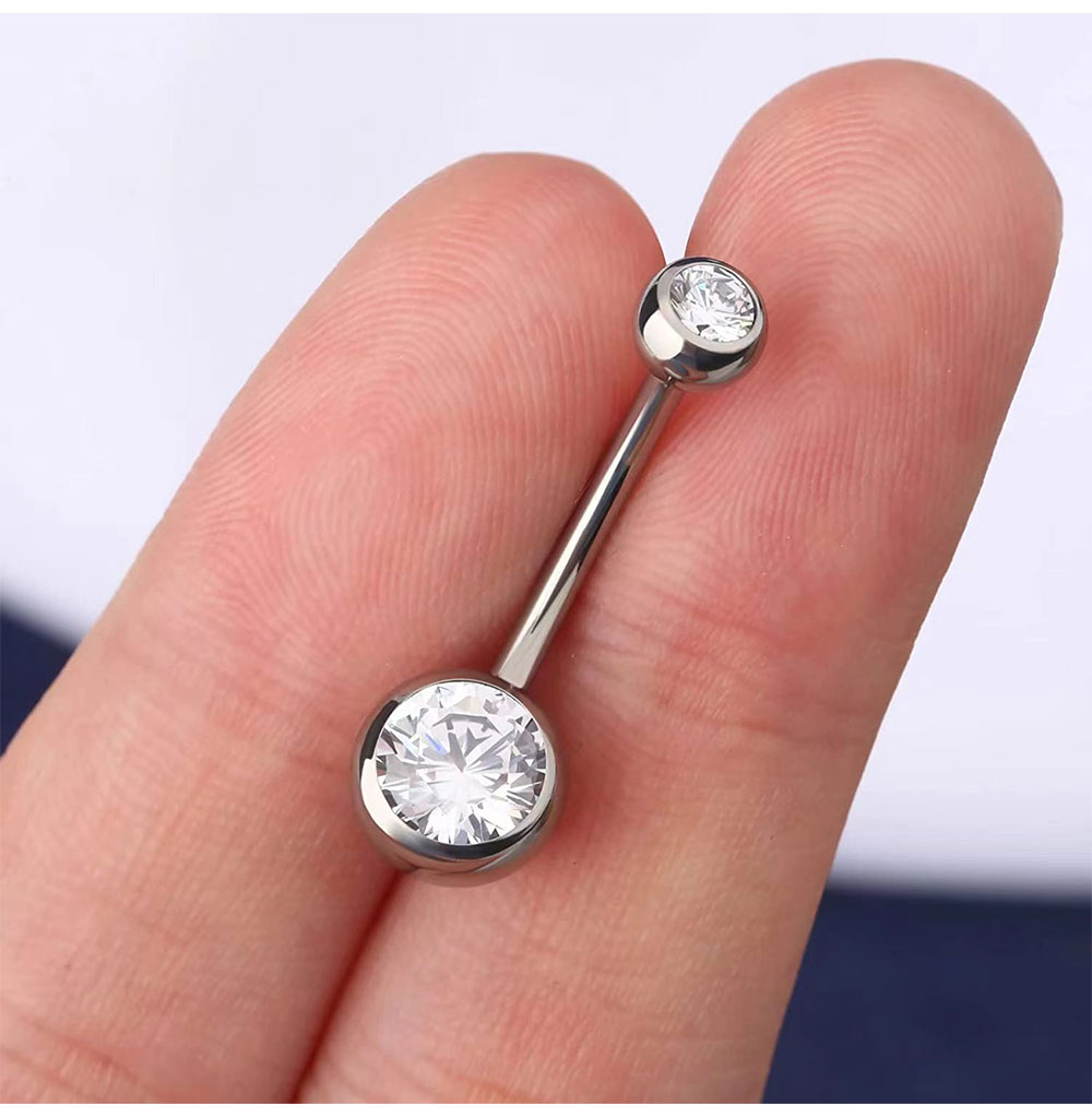 Double Gem Belly Button Rings  - đánh giá và giá Belly Bar Titanium