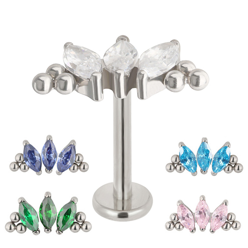 ASTM F136 Titanium PIERC 3 CZ  - đánh giá và giá Cluster Stud Ear