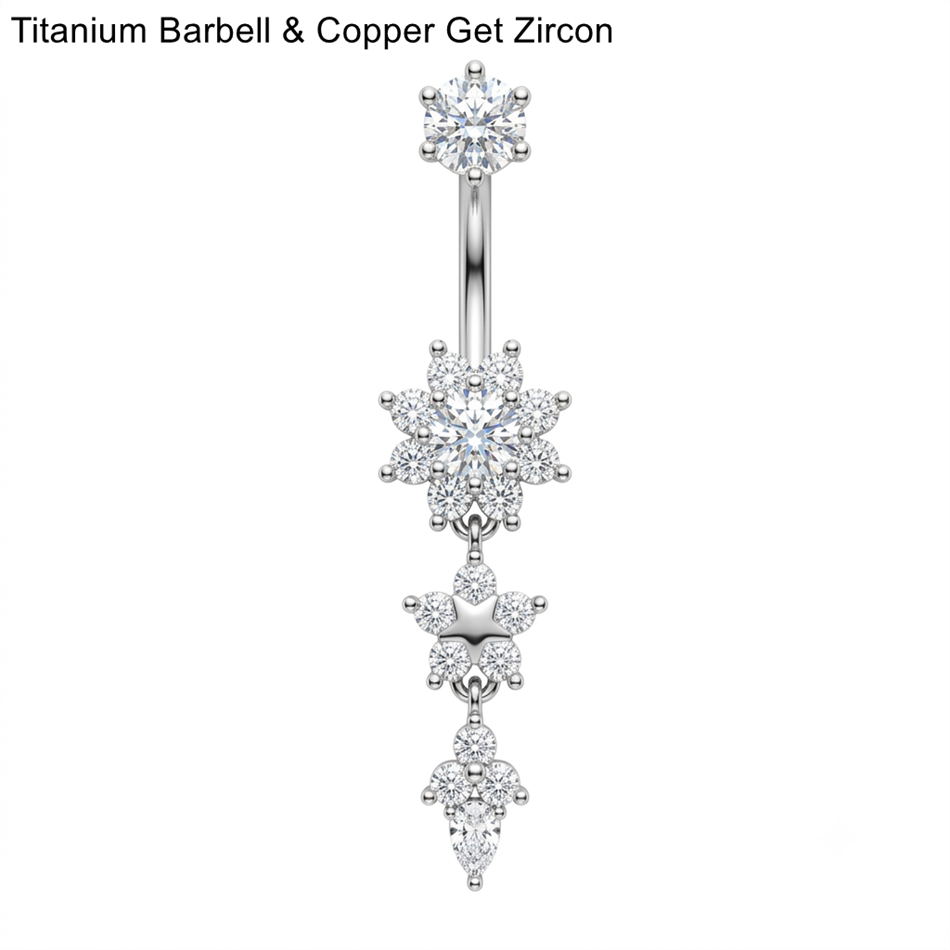 Dainty CZ Butterfly Flower Bel - đánh giá và giá Belly Bar Titanium